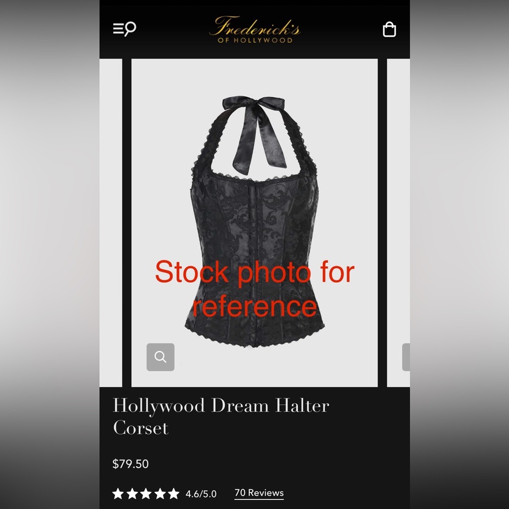 Fredrick’s Hollywood Halter Black Corset Top (size medium / 36B-ish)